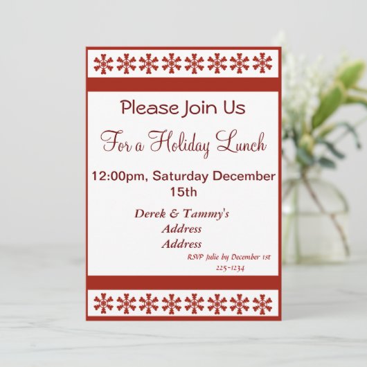 Rode sneeuwvlokken kaart (Staand voorkant)