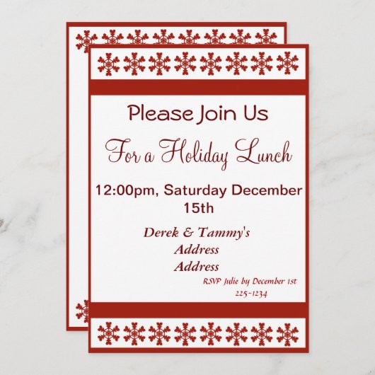 Rode sneeuwvlokken kaart (Voorkant / Achterkant)