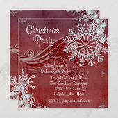 Rode Sneeuwvlokken Kerstfeest Uitnodigingen (Voorkant / Achterkant)