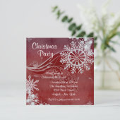 Rode Sneeuwvlokken Kerstfeest Uitnodigingen (Staand voorkant)