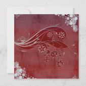 Rode Sneeuwvlokken Kerstfeest Uitnodigingen (Achterkant)