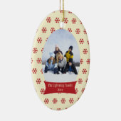 Rode sneeuwvlokken kerstfeestfoto-versiering keramisch ornament (Rechts)