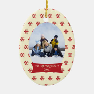 Rode sneeuwvlokken kerstfeestfoto-versiering keramisch ornament