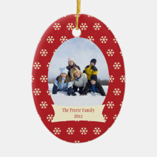 Rode sneeuwvlokken kerstfeestfoto-versiering keramisch ornament