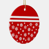 Rode sneeuwvlokken kerstsierronde keramisch ornament (Rechts)