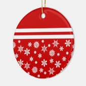 Rode sneeuwvlokken kerstsierronde keramisch ornament (Links)