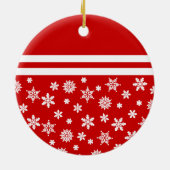 Rode sneeuwvlokken kerstsierronde keramisch ornament (Achterkant)