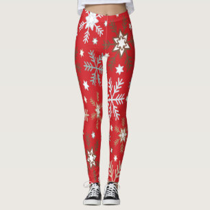Rode Sneeuwvlokken Leggings