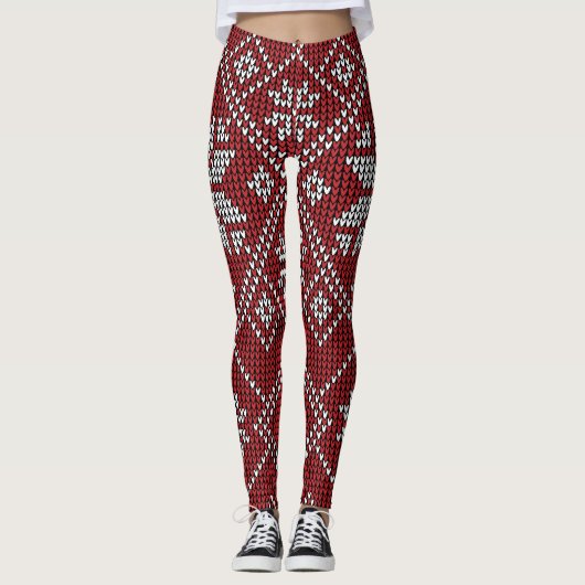 Rode sneeuwvlokken leggings (Voorkant)