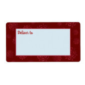 Rode sneeuwvlokken leveren aan verzendlabels etiket (Voorkant)
