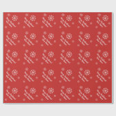 Rode sneeuwvlokken op maat gemaakte kerstcadeauver cadeaupapier (Vlak)
