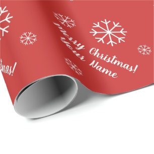 Rode sneeuwvlokken op maat gemaakte kerstcadeauver cadeaupapier
