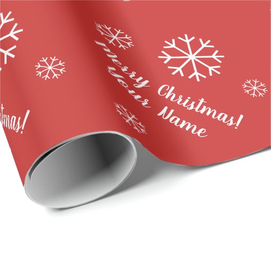Rode sneeuwvlokken op maat gemaakte kerstcadeauver cadeaupapier (Rol Hoek)