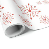 Rode sneeuwvlokken op wit inpakpapier (Rol Hoek)