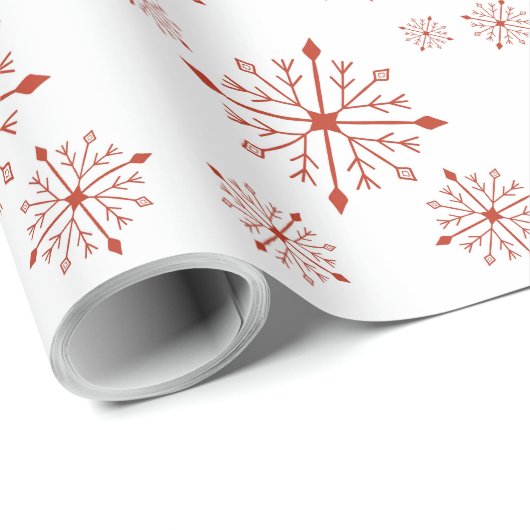 Rode sneeuwvlokken op wit inpakpapier (Rol Hoek)