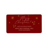 Rode Sneeuwvlokken Prettig Kerstfeest Etiket (Voorkant)