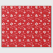 Rode Sneeuwvlokken Prettig Kerstmis Schrift Aangep Cadeaupapier (Vlak)