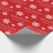 Rode Sneeuwvlokken Prettig Kerstmis Schrift Aangep Cadeaupapier (Hoek)