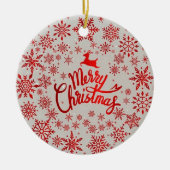 Rode Sneeuwvlokken Rendier Vrolijk Kerstfeest Orna Keramisch Ornament (Voorkant)