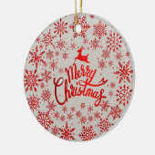 Rode Sneeuwvlokken Rendier Vrolijk Kerstfeest Orna Keramisch Ornament (Links)