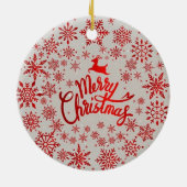 Rode Sneeuwvlokken Rendier Vrolijk Kerstfeest Orna Keramisch Ornament (Achterkant)