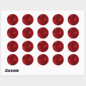 Rode sneeuwvlokken ronde sticker (Vel)