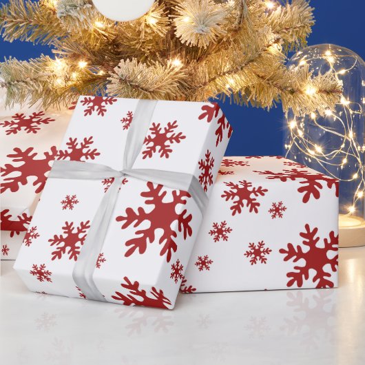Rode sneeuwvlokken Sneeuw Winter Kerstmis Feestdag Cadeaupapier (Feestdagen)