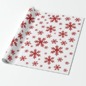 Rode sneeuwvlokken Sneeuw Winter Kerstmis Feestdag Cadeaupapier (Uitgerold)