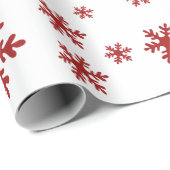 Rode sneeuwvlokken Sneeuw Winter Kerstmis Feestdag Cadeaupapier (Rol Hoek)