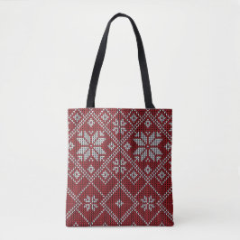 Rode sneeuwvlokken tote bag