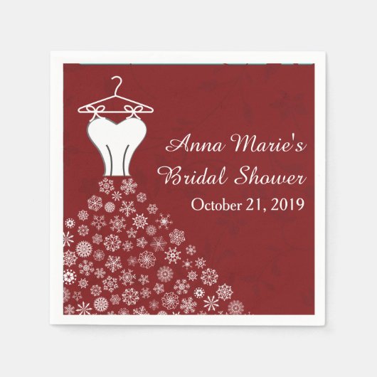 Rode Sneeuwvlokken Trouwjurk Vrijgezellenfeest Servet (Voorkant)