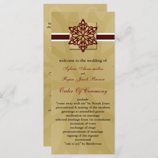 rode sneeuwvlokken winter bruiloft programma programmakaart (Voorkant / Achterkant)