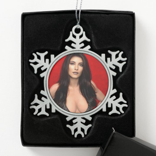 Rode sneeuwvlokker ornament (Kistje)