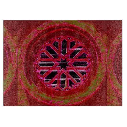 rode snijplaat met octagaal venster snijplank (Voorkant)