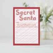 Rode snoepriet Geheime op maat gesneden kerststemb Kaart (Staand voorkant)