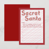 Rode snoepriet Geheime op maat gesneden kerststemb Kaart (Voorkant / Achterkant)