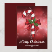 Rode snoepriet op een achtergrond van een rode keh feestdagenkaart (Voorkant / Achterkant)