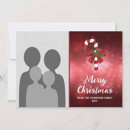 Rode snoepriet op een achtergrond van een rode keh feestdagenkaart (Voorkant)