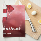 Rode snoepriet op een achtergrond van een rode keh theedoek (Quarter Fold)