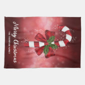 Rode snoepriet op een achtergrond van een rode keh theedoek (Horizontaal)