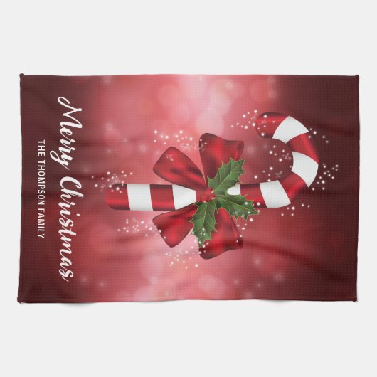 Rode snoepriet op een achtergrond van een rode keh theedoek (Horizontaal)