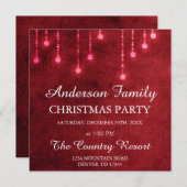 Rode Snoer Licht Familie Kerstfeest Kaart (Voorkant / Achterkant)