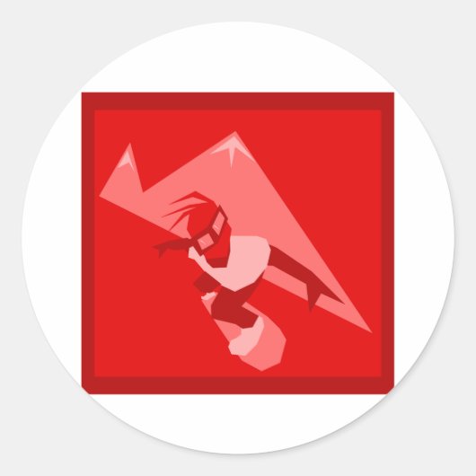 Rode Snowboard Logo Ronde Sticker (Voorkant)