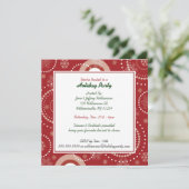Rode Snowflake Swirls Holiday Party Invitations Kaart (Staand voorkant)