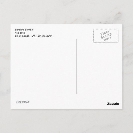 Rode sofa briefkaart (Achterkant)