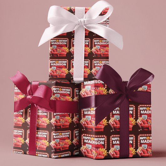 Rode Sofa Film Nacht Verjaardag Gepersonaliseerd Cadeaupapier