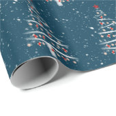 Rode Sokken en honkbalbomen op blauw Cadeaupapier (Rol Hoek)