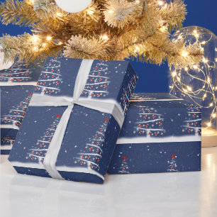 Rode sokken en honkbalornamenten aan een boom cadeaupapier