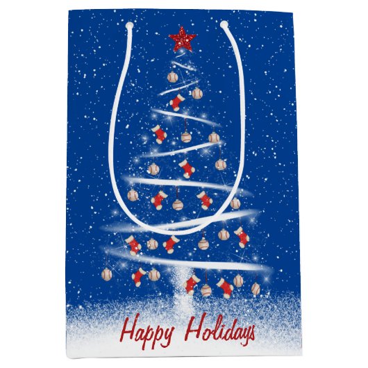 Rode sokken en kerstbal medium cadeauzakje (Voorkant)