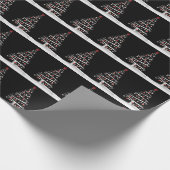 Rode Sokken & honkballen ornamenten op witte boom Cadeaupapier (Hoek)